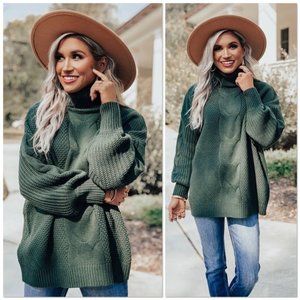 Hunter Green Cable Knit Sweater